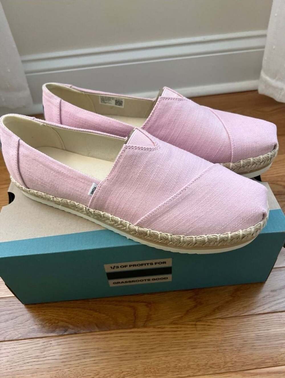 TOMS Alpargata Platform Rope Size 12 Chalky Pink Heavy Twill